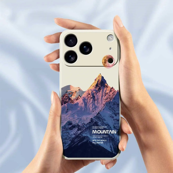 For iPhone 18 Pro Max / 17 Pro Max Case Blue Snow Mountain Pattern Printing Straight Edge TPU Phone Back Cover - Beige - 6