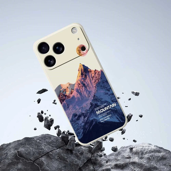 For iPhone 18 Pro Max / 17 Pro Max Case Blue Snow Mountain Pattern Printing Straight Edge TPU Phone Back Cover - Beige - 7