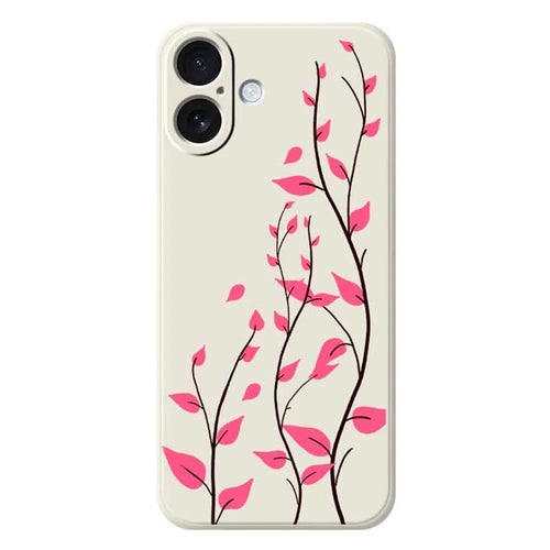 For iPhone 17 Case Red Leaves Pattern Printing Straight Edge TPU Phone Back Cover - Beige - 1