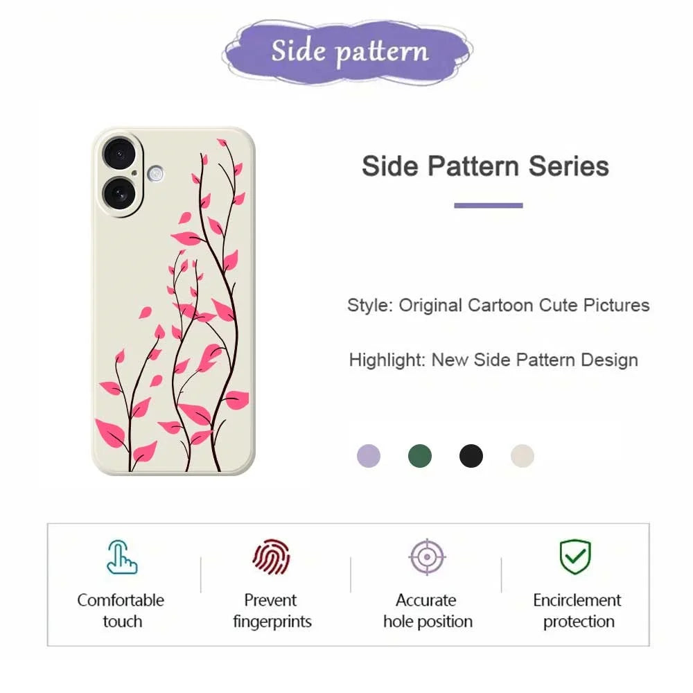 For iPhone 17 Case Red Leaves Pattern Printing Straight Edge TPU Phone Back Cover - Beige - 2