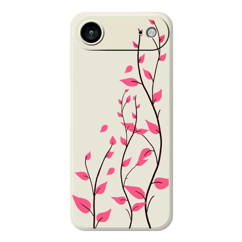 For iPhone Air Case Red Leaves Pattern Printing Straight Edge TPU Phone Back Cover - Beige - 1