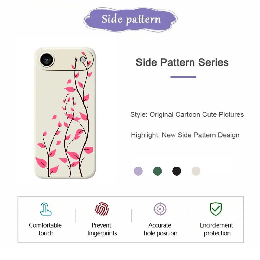 For iPhone Air Case Red Leaves Pattern Printing Straight Edge TPU Phone Back Cover - Beige - 2