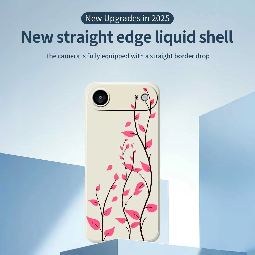 For iPhone Air Case Red Leaves Pattern Printing Straight Edge TPU Phone Back Cover - Beige - 3