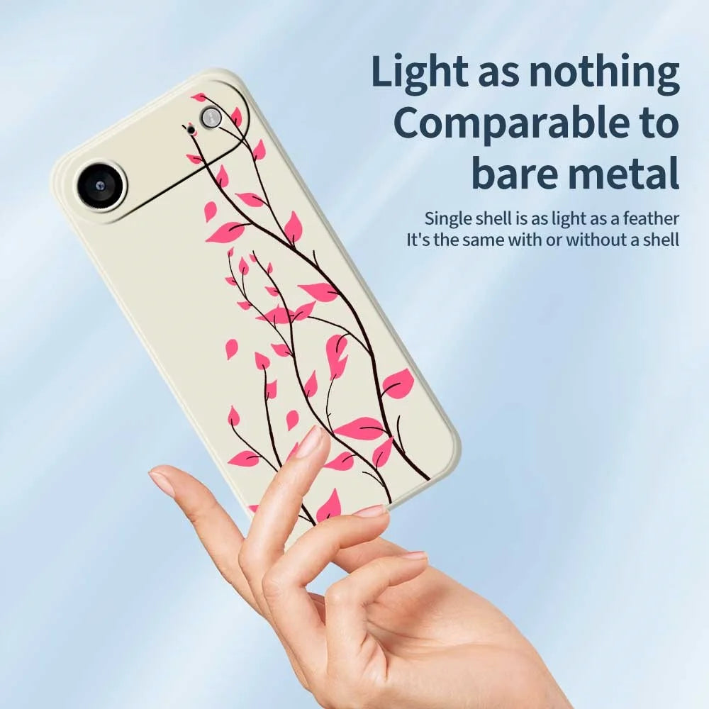 For iPhone Air Case Red Leaves Pattern Printing Straight Edge TPU Phone Back Cover - Beige - 4