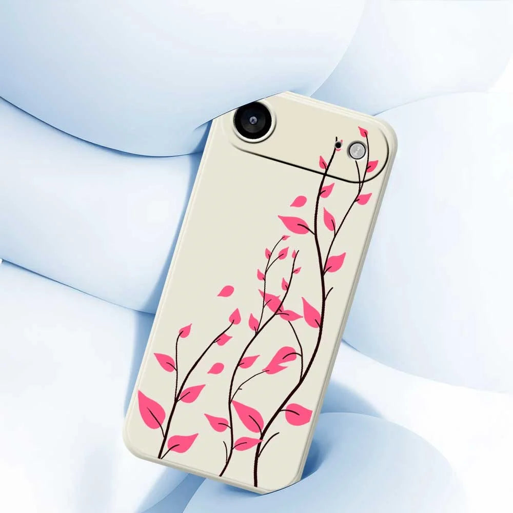For iPhone Air Case Red Leaves Pattern Printing Straight Edge TPU Phone Back Cover - Beige - 5