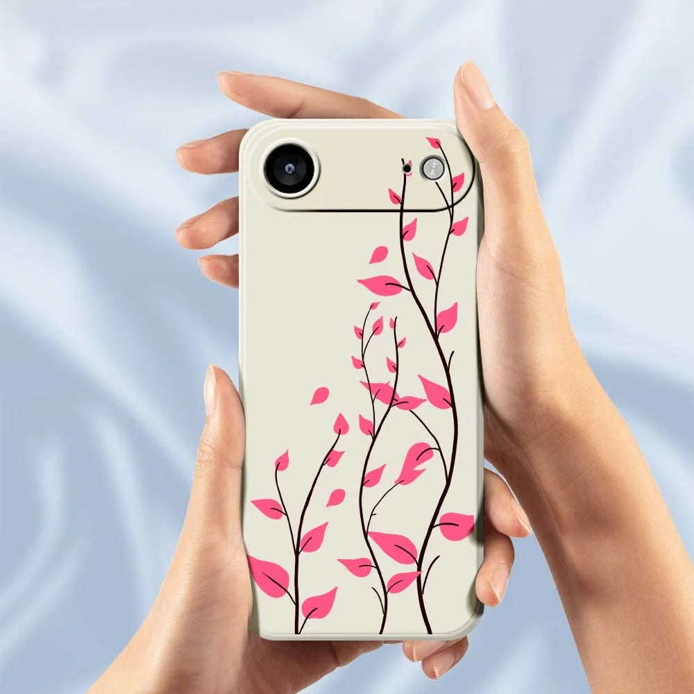 For iPhone Air Case Red Leaves Pattern Printing Straight Edge TPU Phone Back Cover - Beige - 6