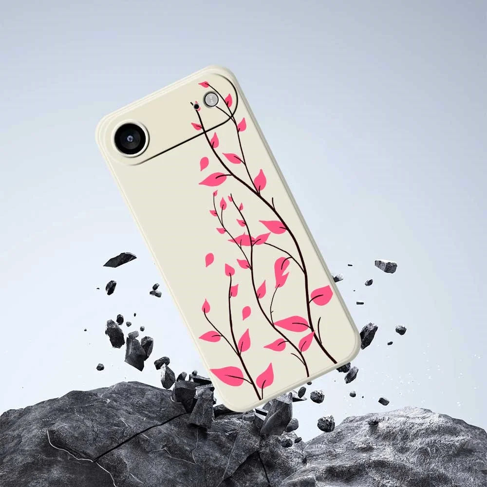 For iPhone Air Case Red Leaves Pattern Printing Straight Edge TPU Phone Back Cover - Beige - 7