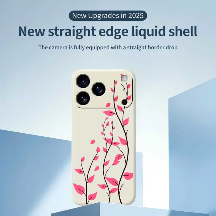 For iPhone 18 Pro / 17 Pro Case Red Leaves Pattern Printing Straight Edge TPU Phone Back Cover - Beige - 3