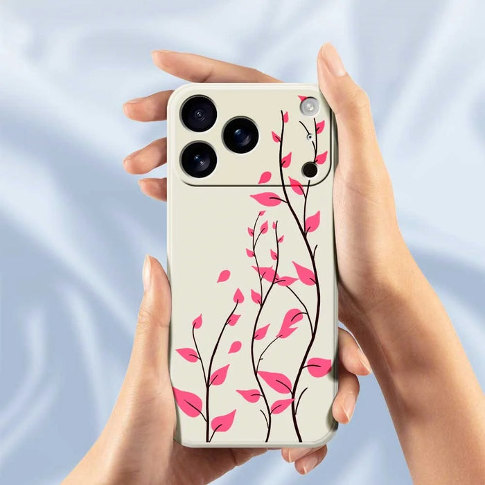 For iPhone 18 Pro / 17 Pro Case Red Leaves Pattern Printing Straight Edge TPU Phone Back Cover - Beige - 6