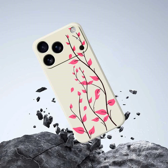 For iPhone 18 Pro / 17 Pro Case Red Leaves Pattern Printing Straight Edge TPU Phone Back Cover - Beige - 7
