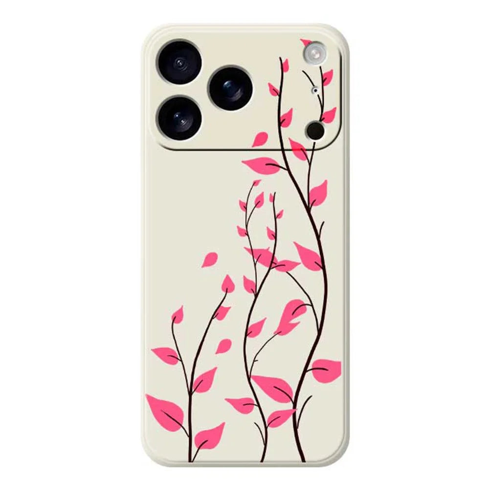For iPhone 18 Pro Max / 17 Pro Max Case Red Leaves Pattern Printing Straight Edge TPU Phone Back Cover - Beige - 1