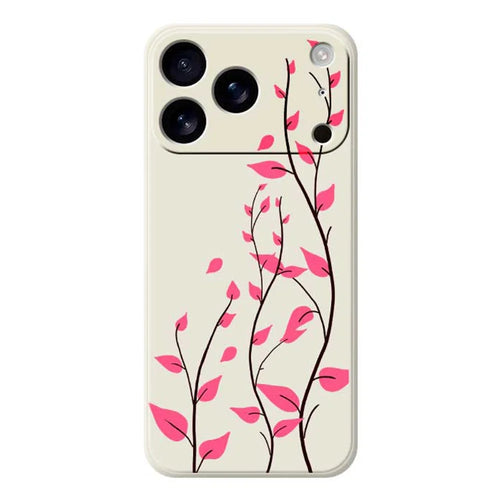 For iPhone 18 Pro Max / 17 Pro Max Case Red Leaves Pattern Printing Straight Edge TPU Phone Back Cover - Beige - 1