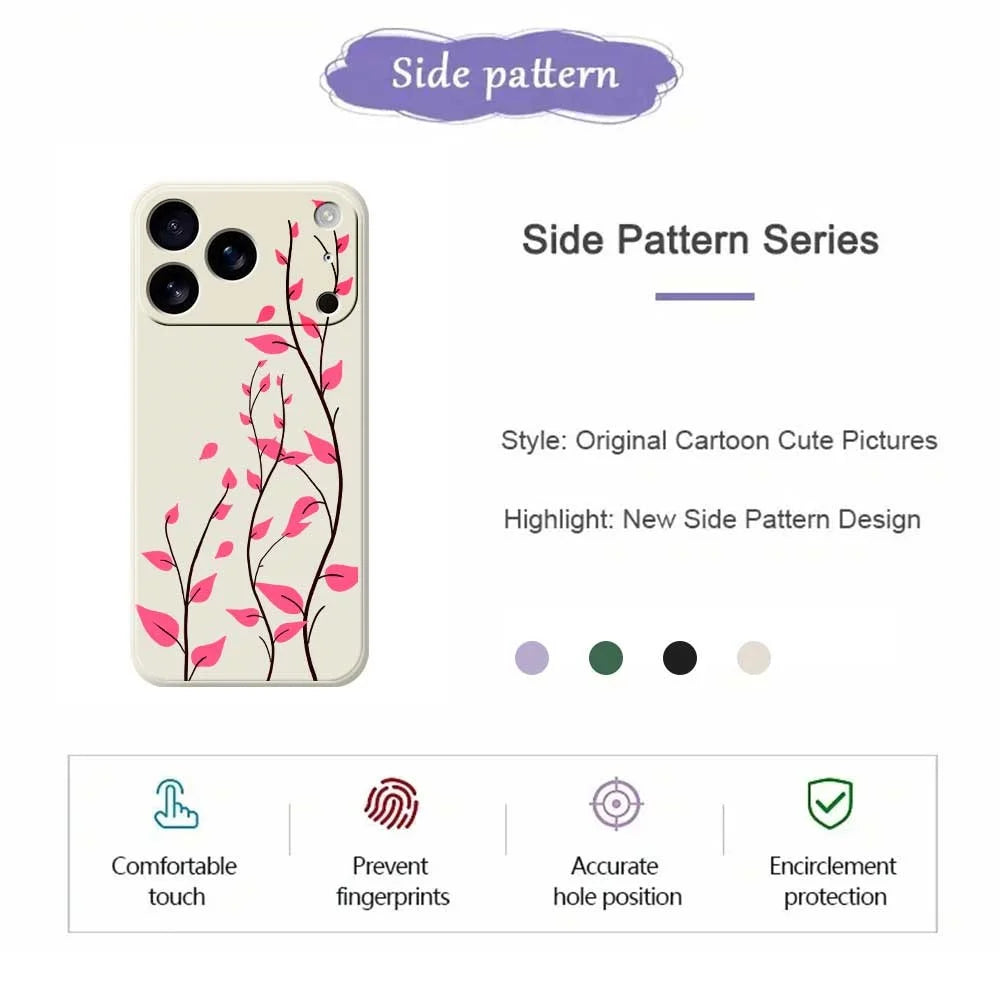 For iPhone 18 Pro Max / 17 Pro Max Case Red Leaves Pattern Printing Straight Edge TPU Phone Back Cover - Beige - 2