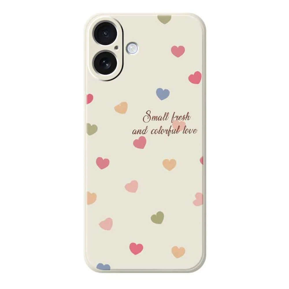 For iPhone 17 Case Colorful Love Pattern Printing Straight Edge TPU Phone Back Cover - Beige - 1