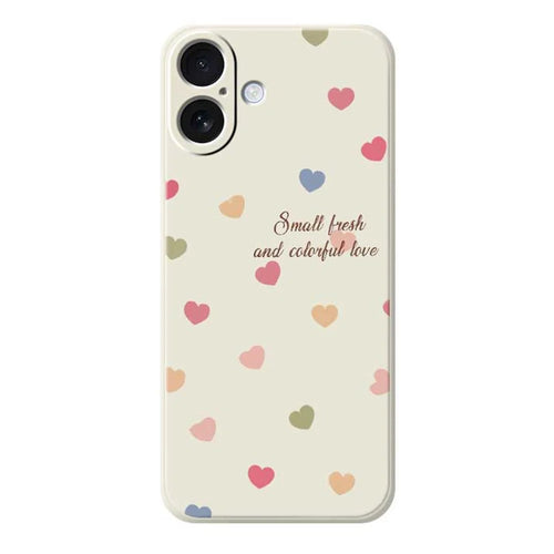 For iPhone 17 Case Colorful Love Pattern Printing Straight Edge TPU Phone Back Cover - Beige - 1