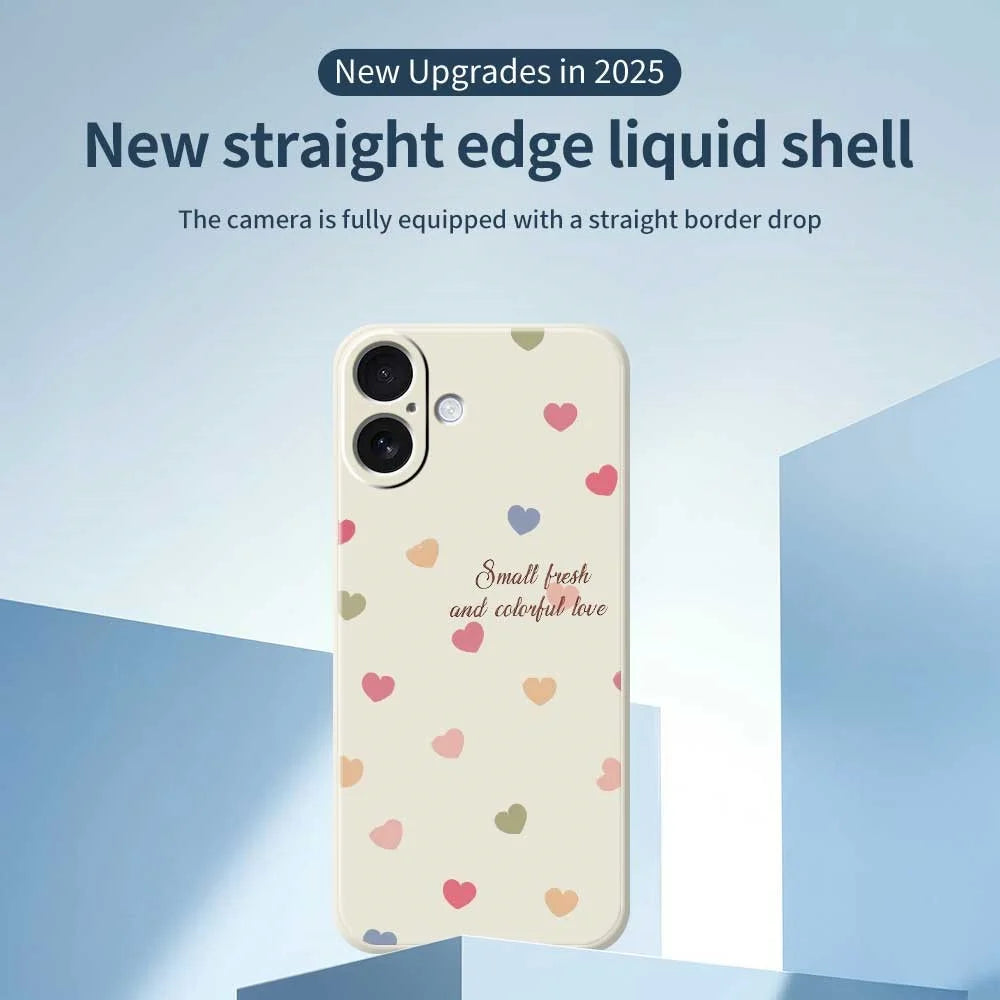 For iPhone 17 Case Colorful Love Pattern Printing Straight Edge TPU Phone Back Cover - Beige - 3