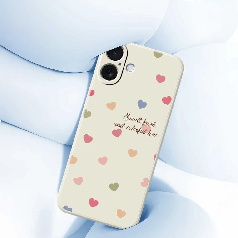 For iPhone 17 Case Colorful Love Pattern Printing Straight Edge TPU Phone Back Cover - Beige - 5
