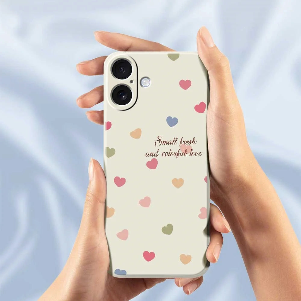 For iPhone 17 Case Colorful Love Pattern Printing Straight Edge TPU Phone Back Cover - Beige - 6