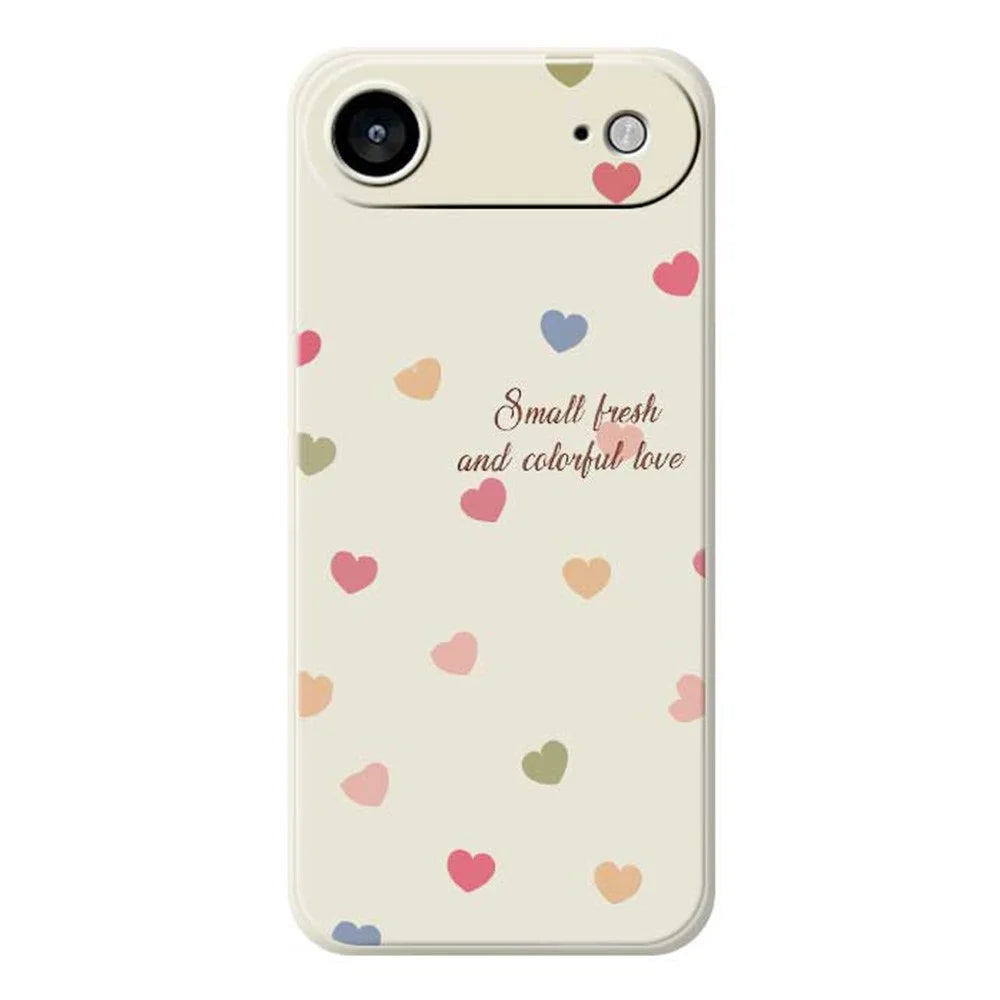 For iPhone Air Case Colorful Love Pattern Printing Straight Edge TPU Phone Back Cover - Beige - 1