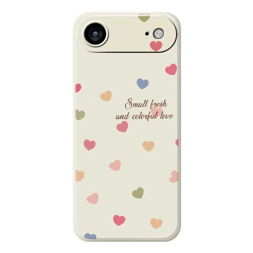 For iPhone Air Case Colorful Love Pattern Printing Straight Edge TPU Phone Back Cover - Beige - 1
