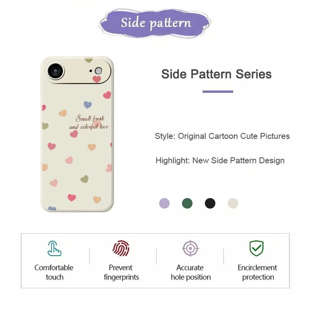 For iPhone Air Case Colorful Love Pattern Printing Straight Edge TPU Phone Back Cover - Beige - 2