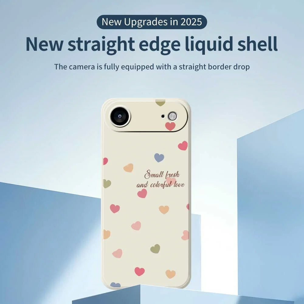 For iPhone Air Case Colorful Love Pattern Printing Straight Edge TPU Phone Back Cover - Beige - 3