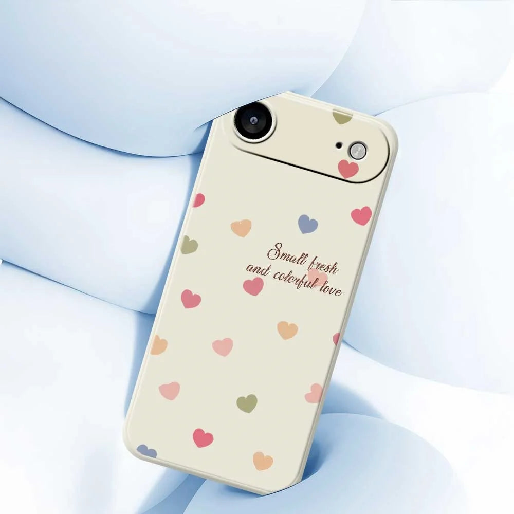 For iPhone Air Case Colorful Love Pattern Printing Straight Edge TPU Phone Back Cover - Beige - 5