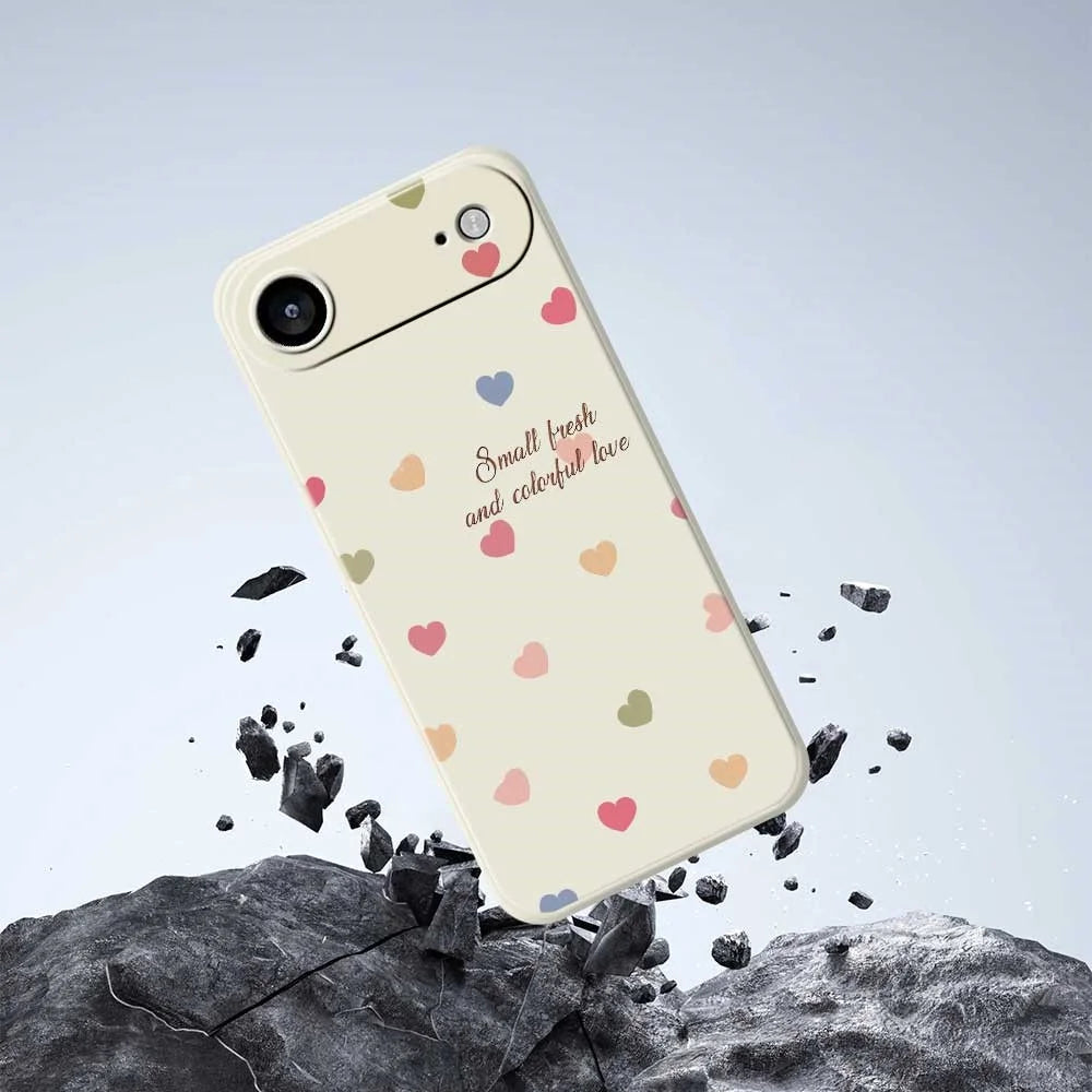 For iPhone Air Case Colorful Love Pattern Printing Straight Edge TPU Phone Back Cover - Beige - 7