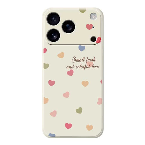 For iPhone 18 Pro / 17 Pro Case Colorful Love Pattern Printing Straight Edge TPU Phone Back Cover - Beige - 1