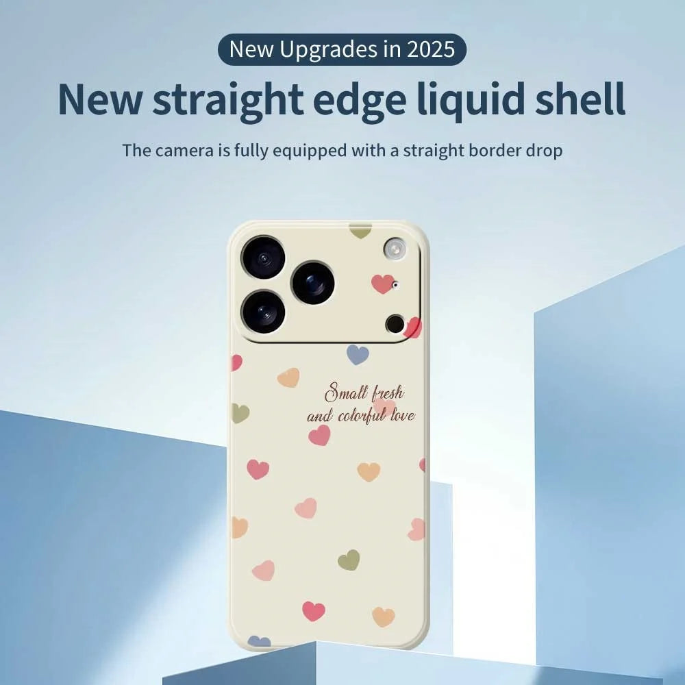 For iPhone 18 Pro / 17 Pro Case Colorful Love Pattern Printing Straight Edge TPU Phone Back Cover - Beige - 3