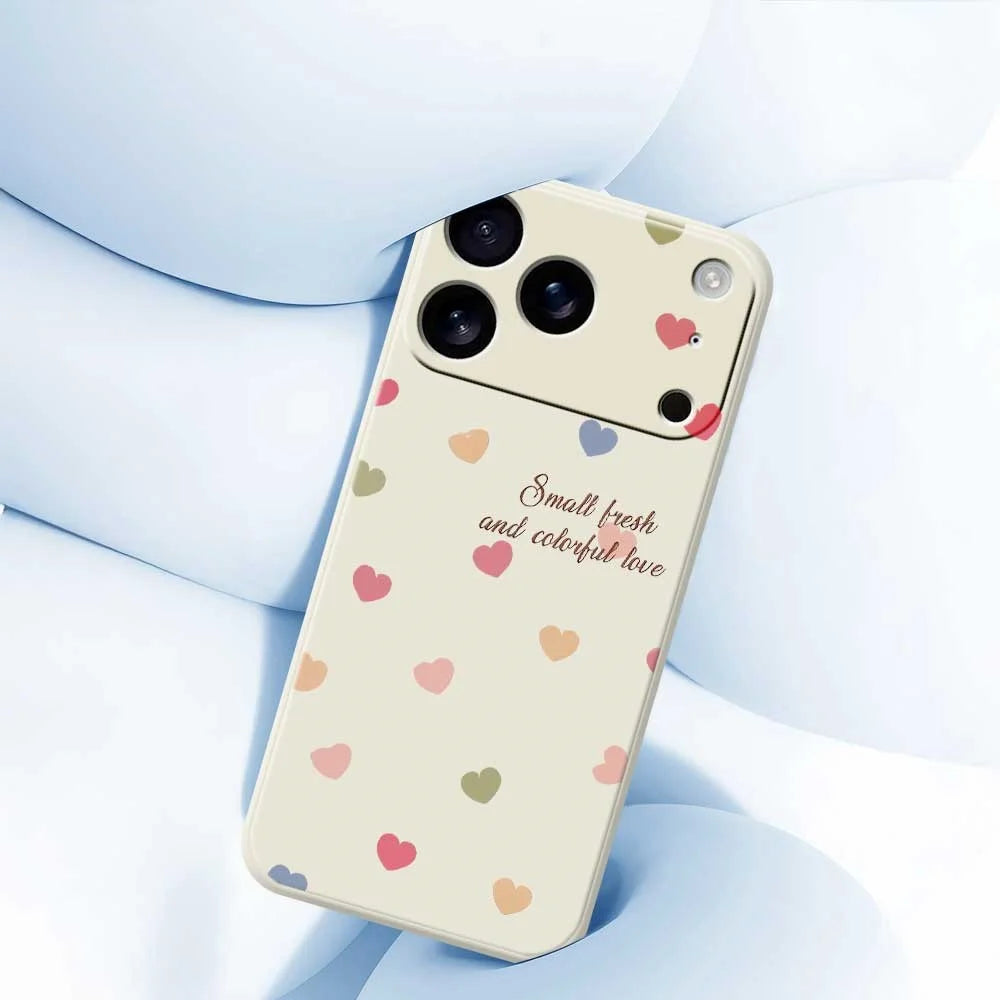 For iPhone 18 Pro / 17 Pro Case Colorful Love Pattern Printing Straight Edge TPU Phone Back Cover - Beige - 5