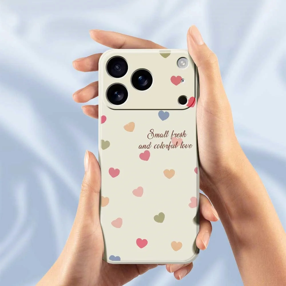 For iPhone 18 Pro / 17 Pro Case Colorful Love Pattern Printing Straight Edge TPU Phone Back Cover - Beige - 6
