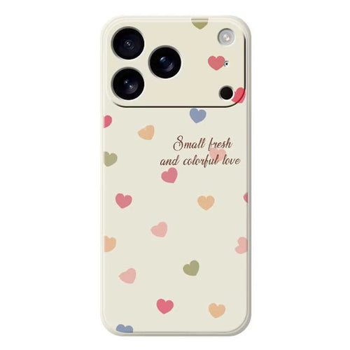 For iPhone 18 Pro Max / 17 Pro Max Case Colorful Love Pattern Printing Straight Edge TPU Phone Back Cover - Beige - 1