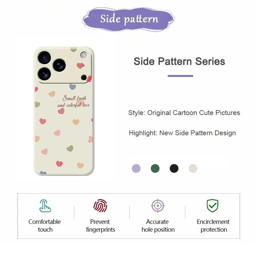 For iPhone 18 Pro Max / 17 Pro Max Case Colorful Love Pattern Printing Straight Edge TPU Phone Back Cover - Beige - 2