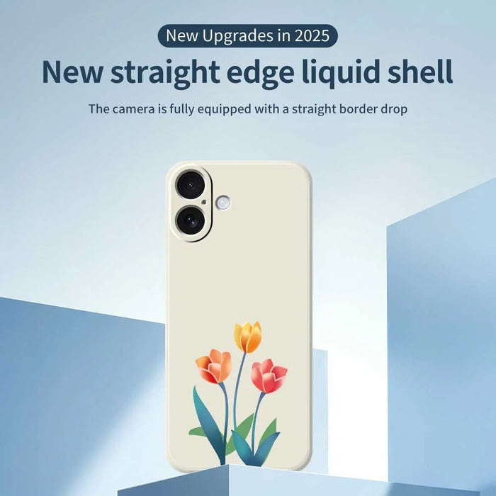 For iPhone 17 Case Three Flowers Pattern Printing Straight Edge TPU Phone Back Cover - Beige - 3