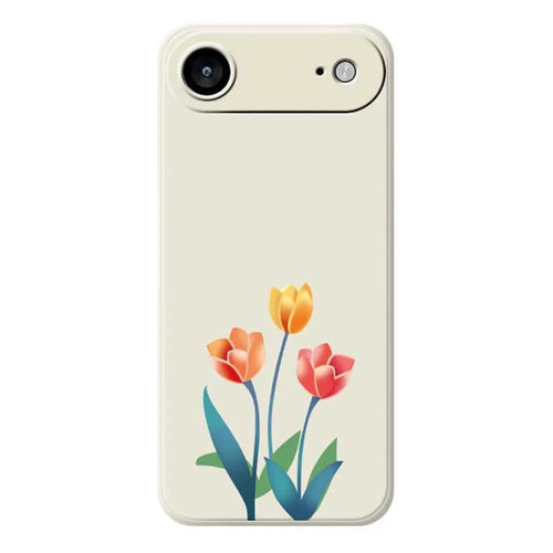 For iPhone Air Case Three Flowers Pattern Printing Straight Edge TPU Phone Back Cover - Beige - 1