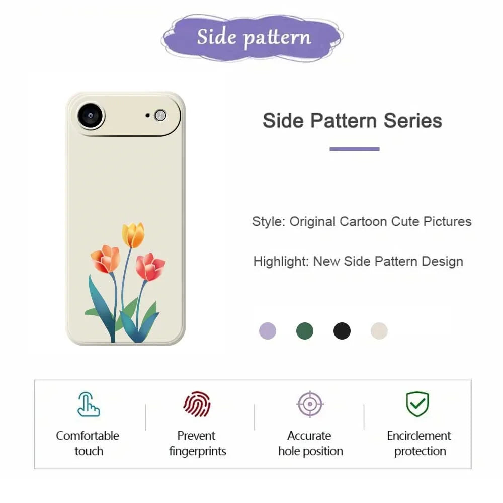For iPhone Air Case Three Flowers Pattern Printing Straight Edge TPU Phone Back Cover - Beige - 2