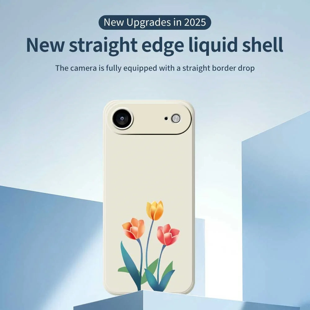 For iPhone Air Case Three Flowers Pattern Printing Straight Edge TPU Phone Back Cover - Beige - 3