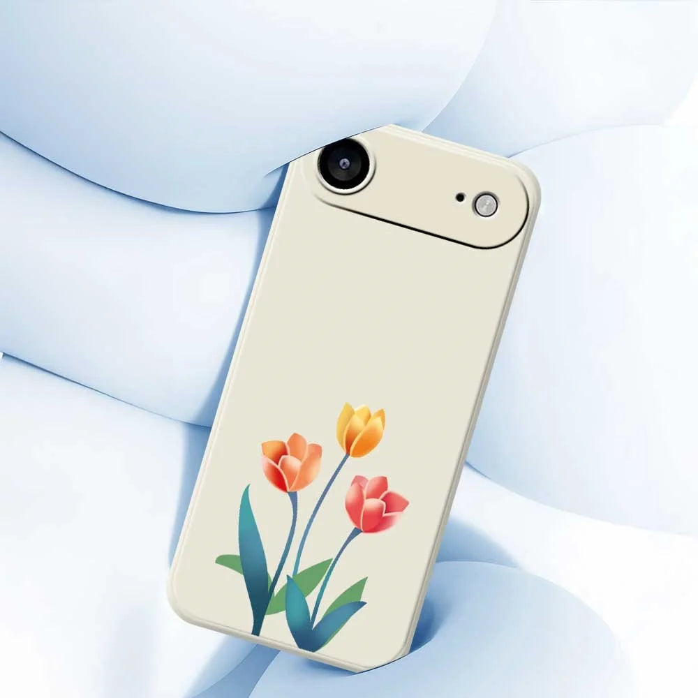 For iPhone Air Case Three Flowers Pattern Printing Straight Edge TPU Phone Back Cover - Beige - 5