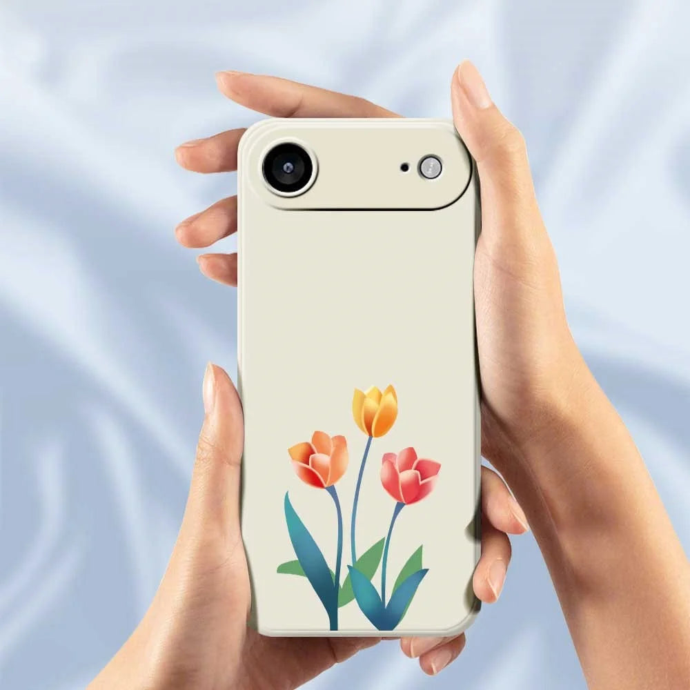 For iPhone Air Case Three Flowers Pattern Printing Straight Edge TPU Phone Back Cover - Beige - 6