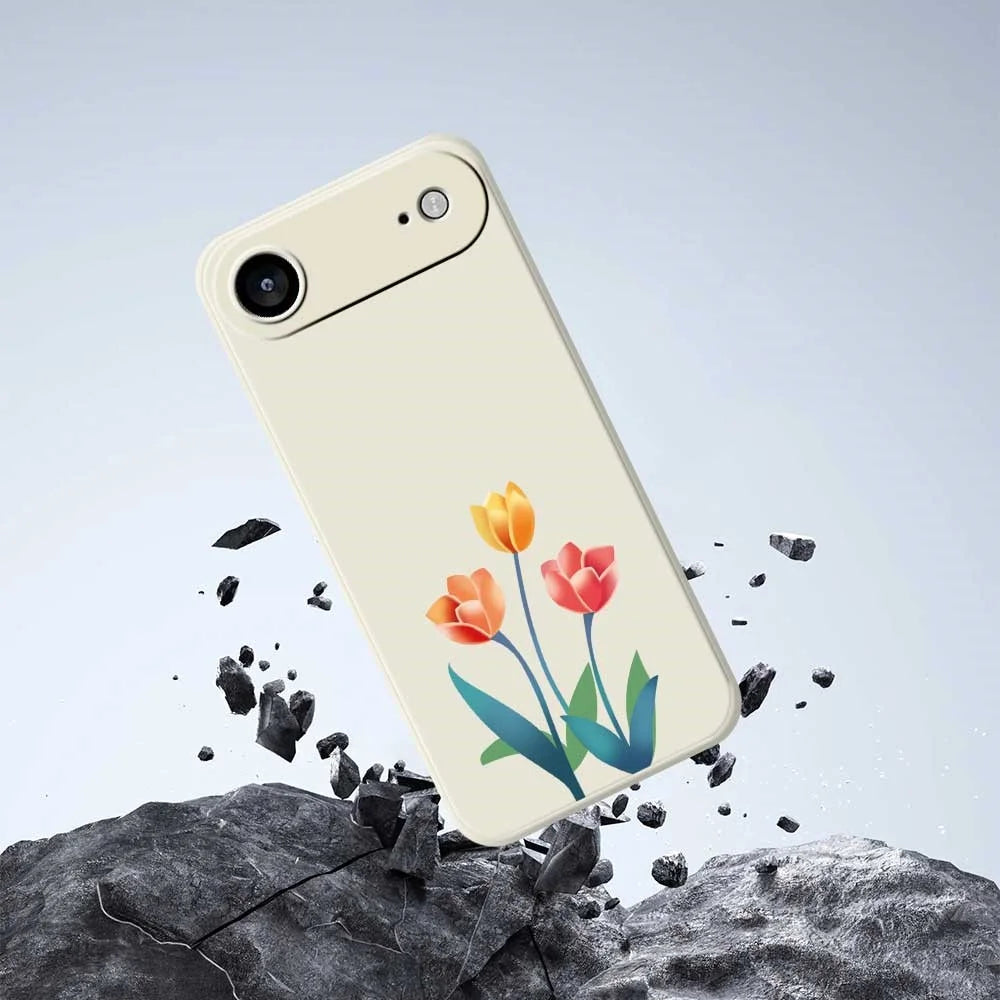 For iPhone Air Case Three Flowers Pattern Printing Straight Edge TPU Phone Back Cover - Beige - 7