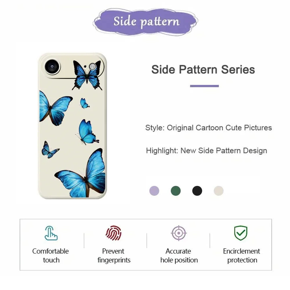 For iPhone Air Case Blue Butterflies Pattern Printing Straight Edge TPU Phone Back Cover - Beige - 2