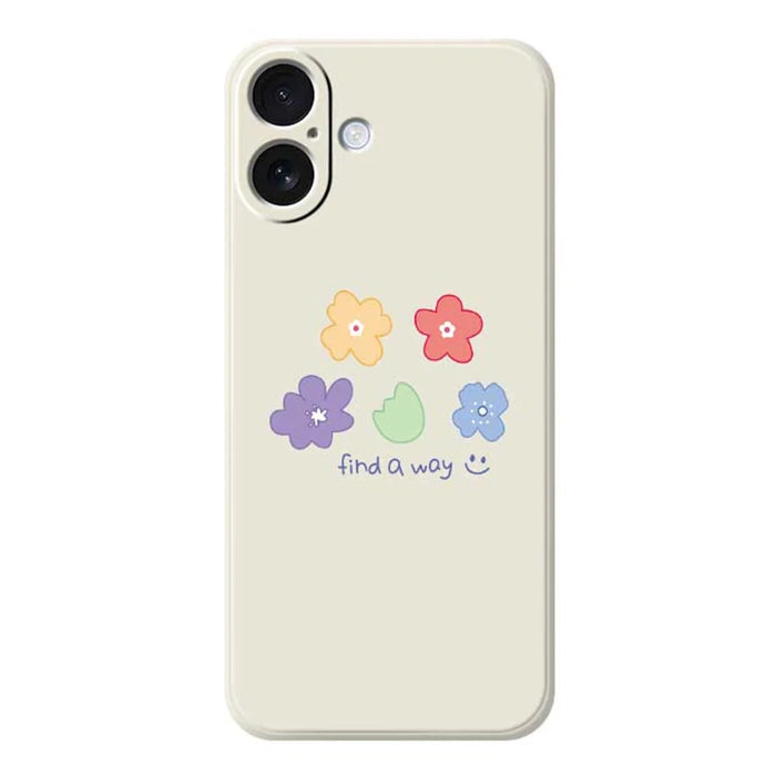 For iPhone 17 Case Five Colors Flowers Pattern Printing Straight Edge TPU Phone Back Cover - Beige - 1