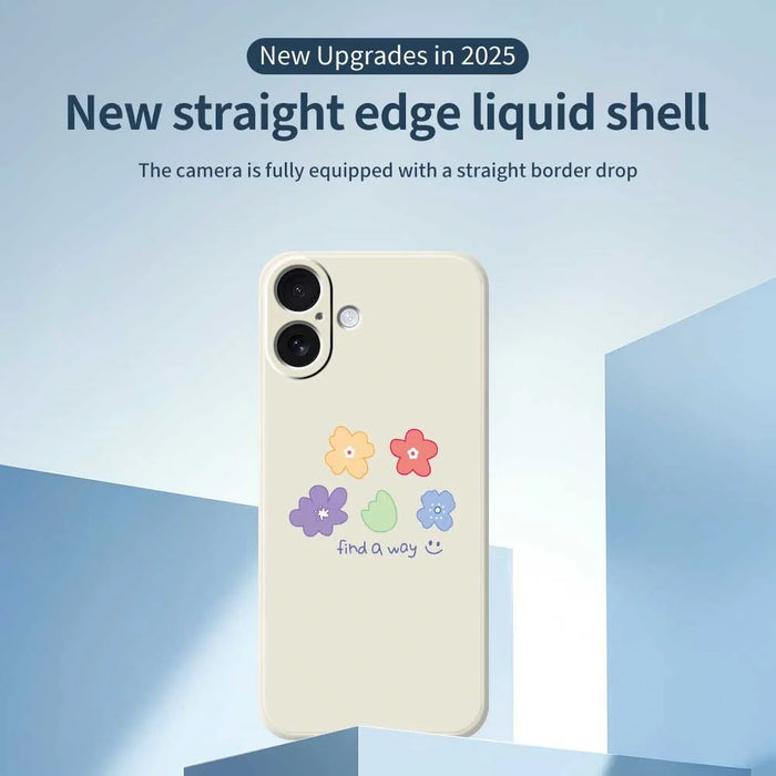 For iPhone 17 Case Five Colors Flowers Pattern Printing Straight Edge TPU Phone Back Cover - Beige - 3