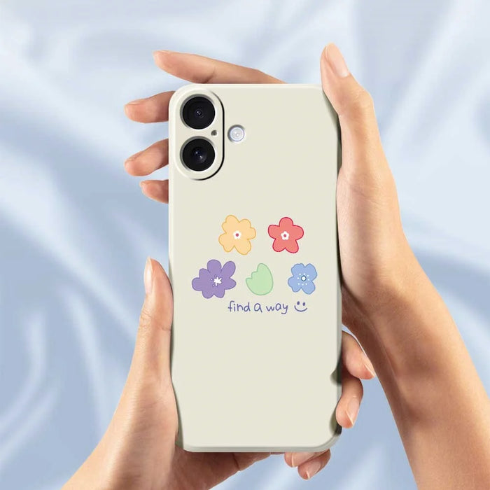 For iPhone 17 Case Five Colors Flowers Pattern Printing Straight Edge TPU Phone Back Cover - Beige - 6