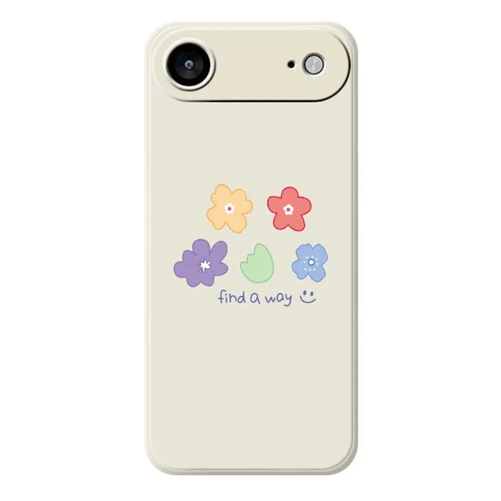 For iPhone Air Case Five Colors Flowers Pattern Printing Straight Edge TPU Phone Back Cover - Beige - 1