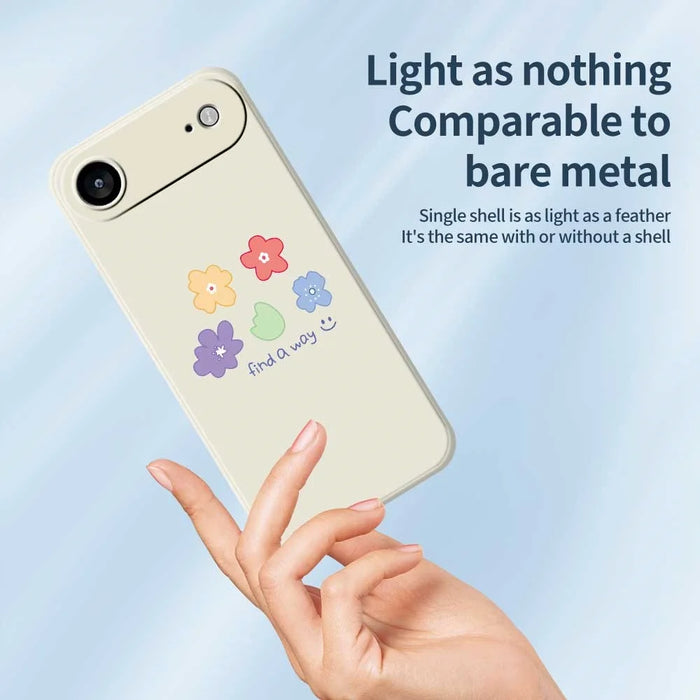 For iPhone Air Case Five Colors Flowers Pattern Printing Straight Edge TPU Phone Back Cover - Beige - 4