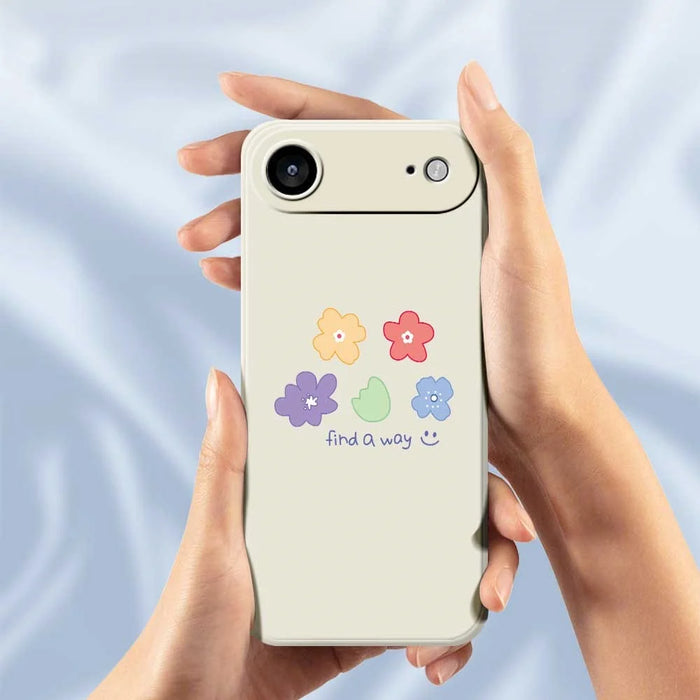 For iPhone Air Case Five Colors Flowers Pattern Printing Straight Edge TPU Phone Back Cover - Beige - 6