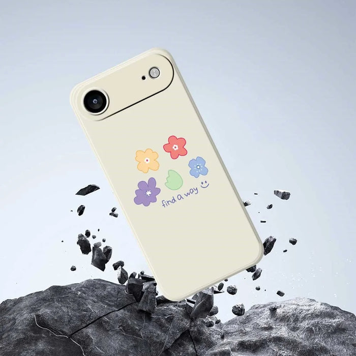 For iPhone Air Case Five Colors Flowers Pattern Printing Straight Edge TPU Phone Back Cover - Beige - 7