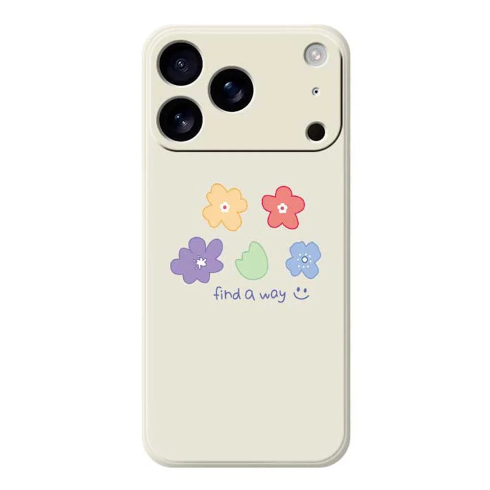 For iPhone 18 Pro / 17 Pro Case Five Colors Flowers Pattern Printing Straight Edge TPU Phone Back Cover - Beige - 1